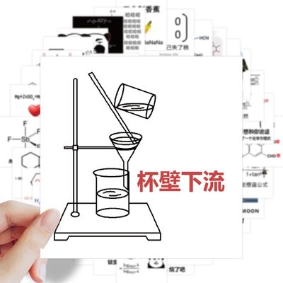 124张搞笑数理化公式表情贴纸理科生知识点装饰防水素材贴画手账