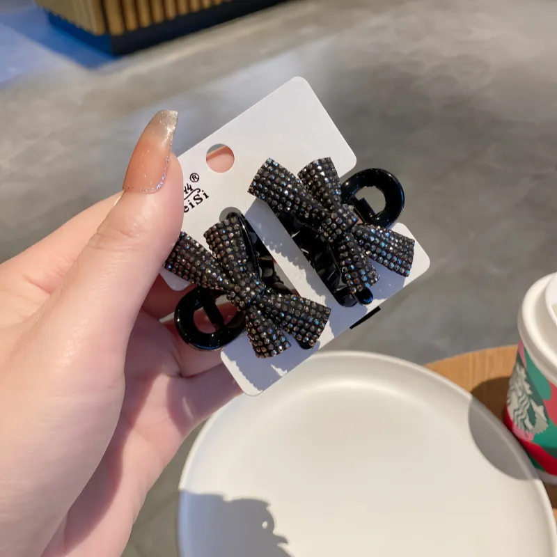 水钻蝴蝶结2024秋冬高级感公主头前额刘海夹气质百搭头饰发抓