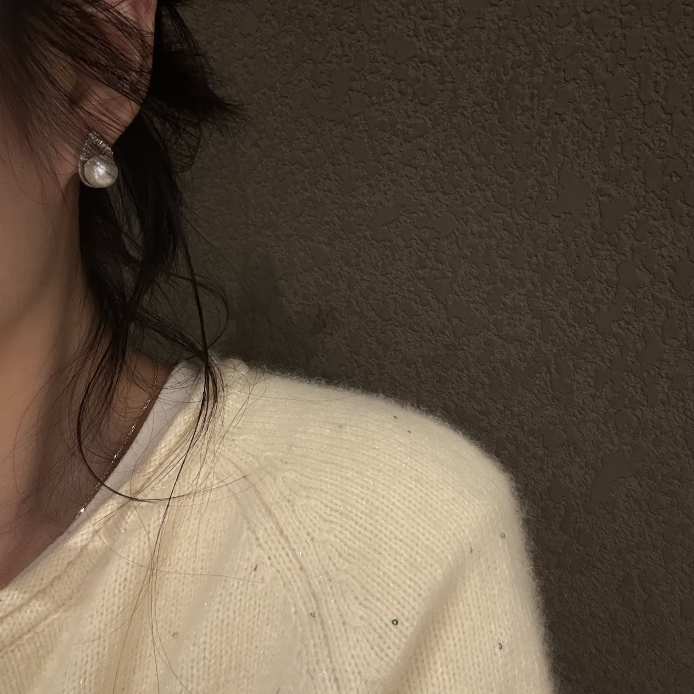 天然淡水9-10mm极光爱迪生珍珠耳钉微微瑕特有气质S925纯银针