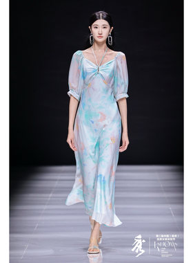 VAN SUNSUN上善2025夏季|净澈丝廓100桑蚕丝半袖连衣裙