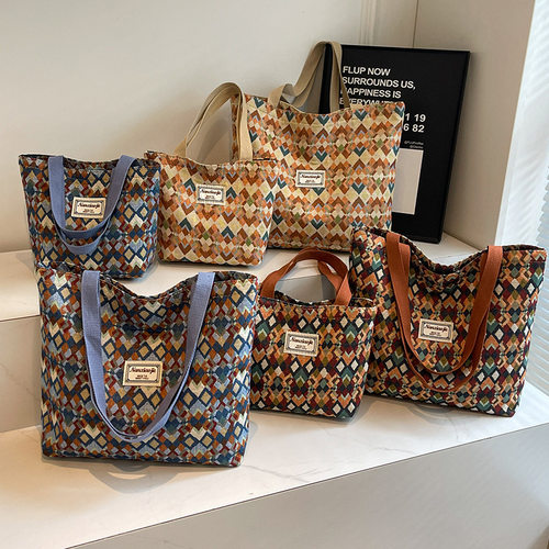 小众西米亚托特包女ins2025新款时尚帆布包大容量通勤单肩斜挎包