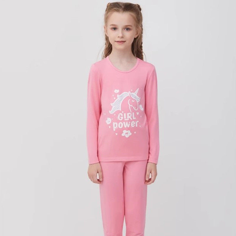 爱慕儿童保暖内衣男女童中厚印花打底秋冬秋衣秋裤套装官方正品牌