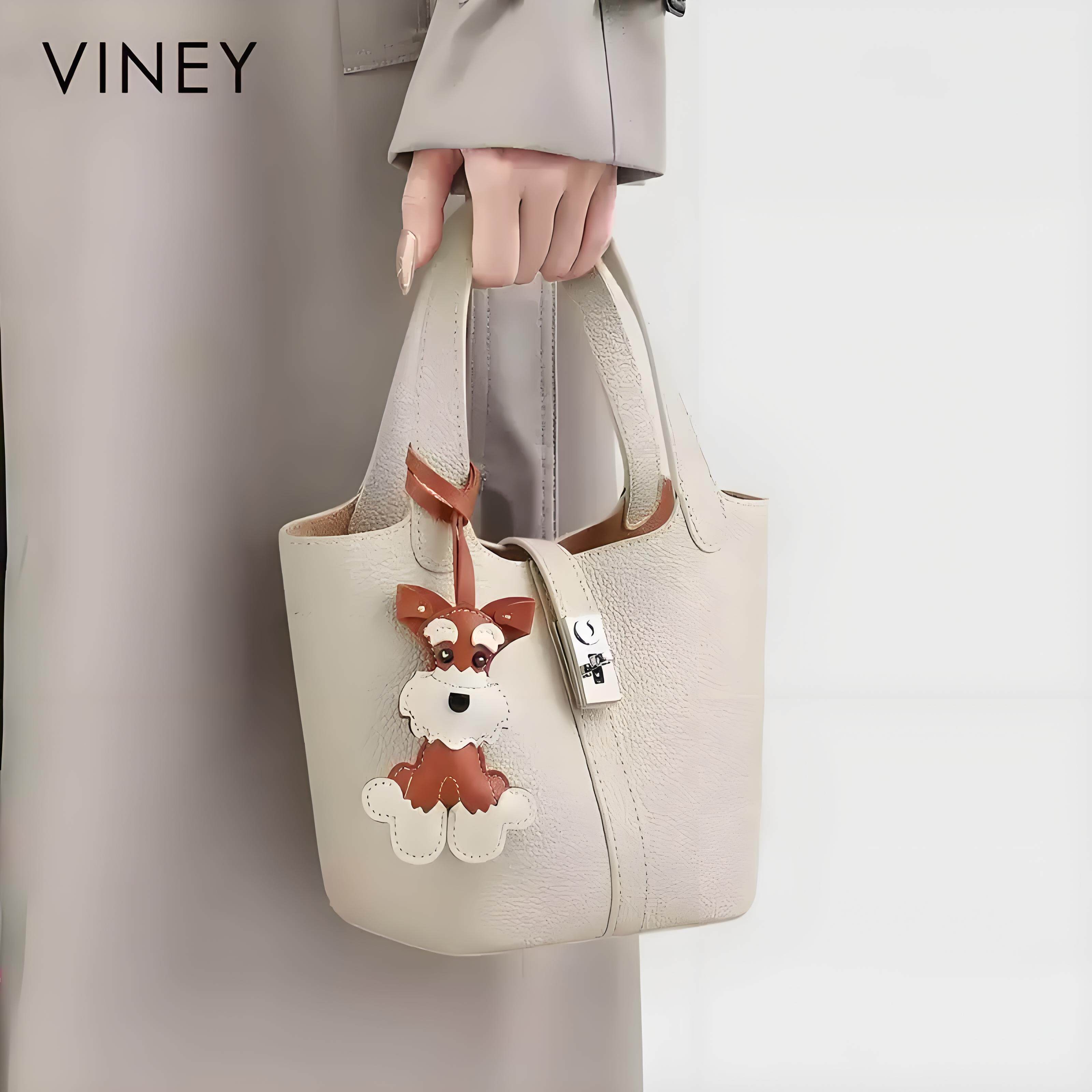 Viney水桶包包2026新款女包夏季真皮手提包百搭菜篮子单肩斜挎包
