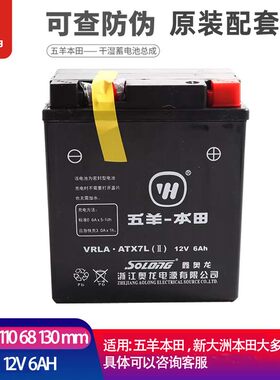 ATX7L适用五羊本田塔帕100喜蕴WH100T-6-5蜂鸣优酷110电瓶6AH电池
