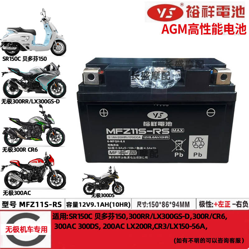 隆鑫无极300RR 300AC/DS 200R/AC 500R 525R 650DS裕祥电瓶蓄电池