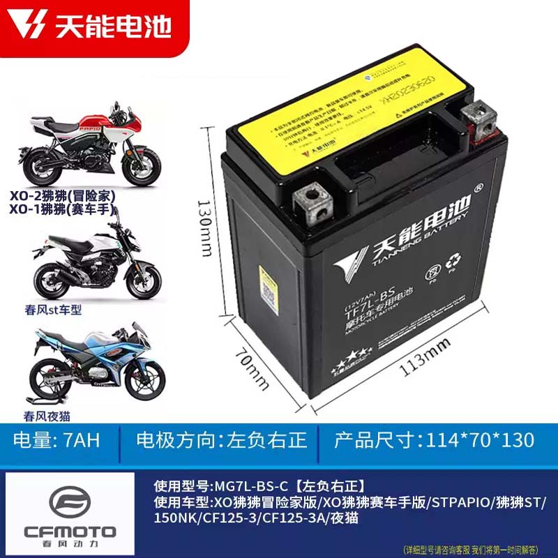 春风150SC/NK XO狒狒ST125  CF125-3A赛车手冒险家摩托车电瓶电池