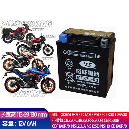 适用五羊本田NSP190猛鸷CB190X鸷道CB190SS暴锋眼CB190R电瓶电池