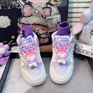 女童鞋子儿童高帮板鞋2026新款春季休闲运动鞋软底防滑女孩高颜值