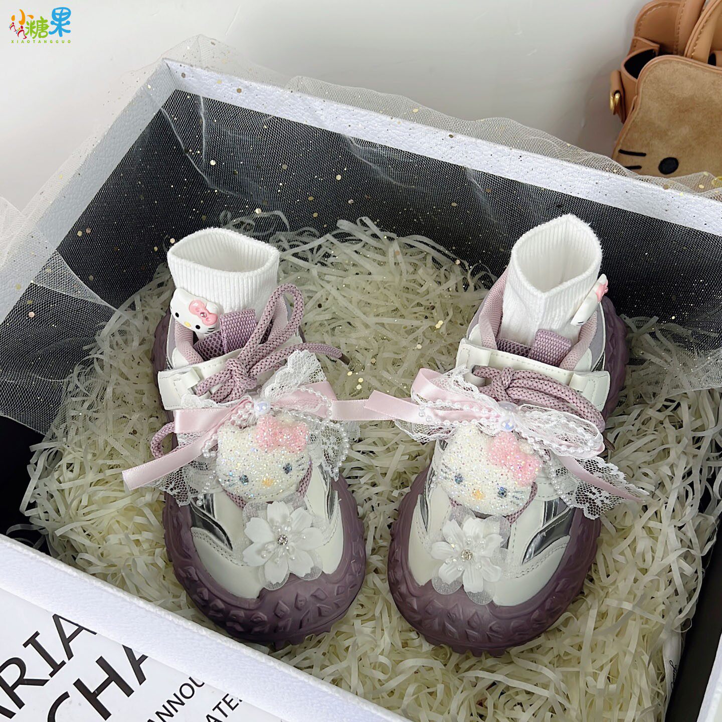 儿童女款运动鞋公主风网面透气春款女童双网老爹鞋防滑女孩轮胎鞋