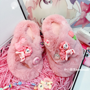 女童毛毛拖鞋2025新款防滑防臭秋冬季儿童毛绒棉拖鞋可爱洋气冬天