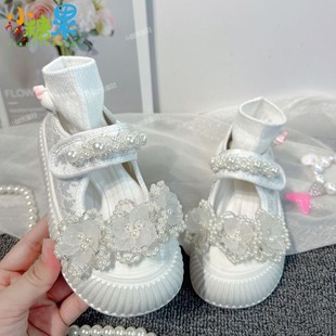 儿童帆布鞋2026春秋新款女童玛丽珍鞋白色布鞋洋气浅口单鞋饼干鞋