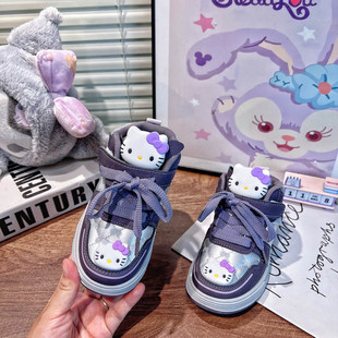 儿童高帮板鞋皮面防水2026新款春款女童耐脏运动鞋高颜值轻便软底