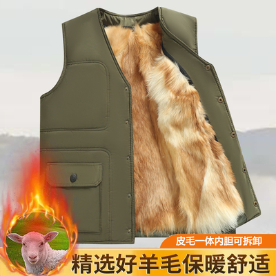 冬季马甲施加伦中老年皮毛一体