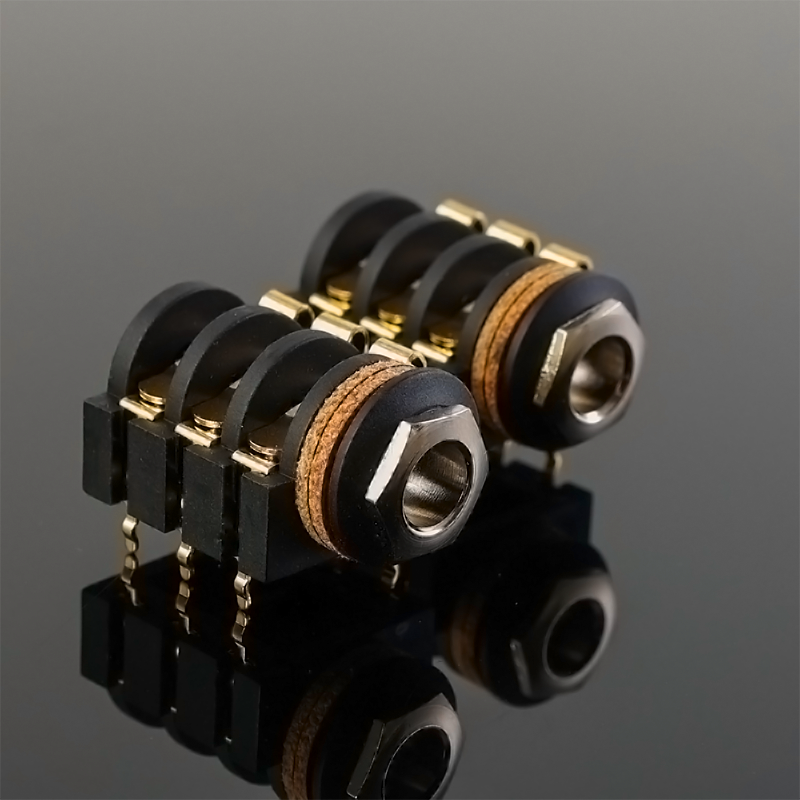 REAN原装全镀金耳机插座6.35mm口径 兼容6.5MM底座PCB焊接
