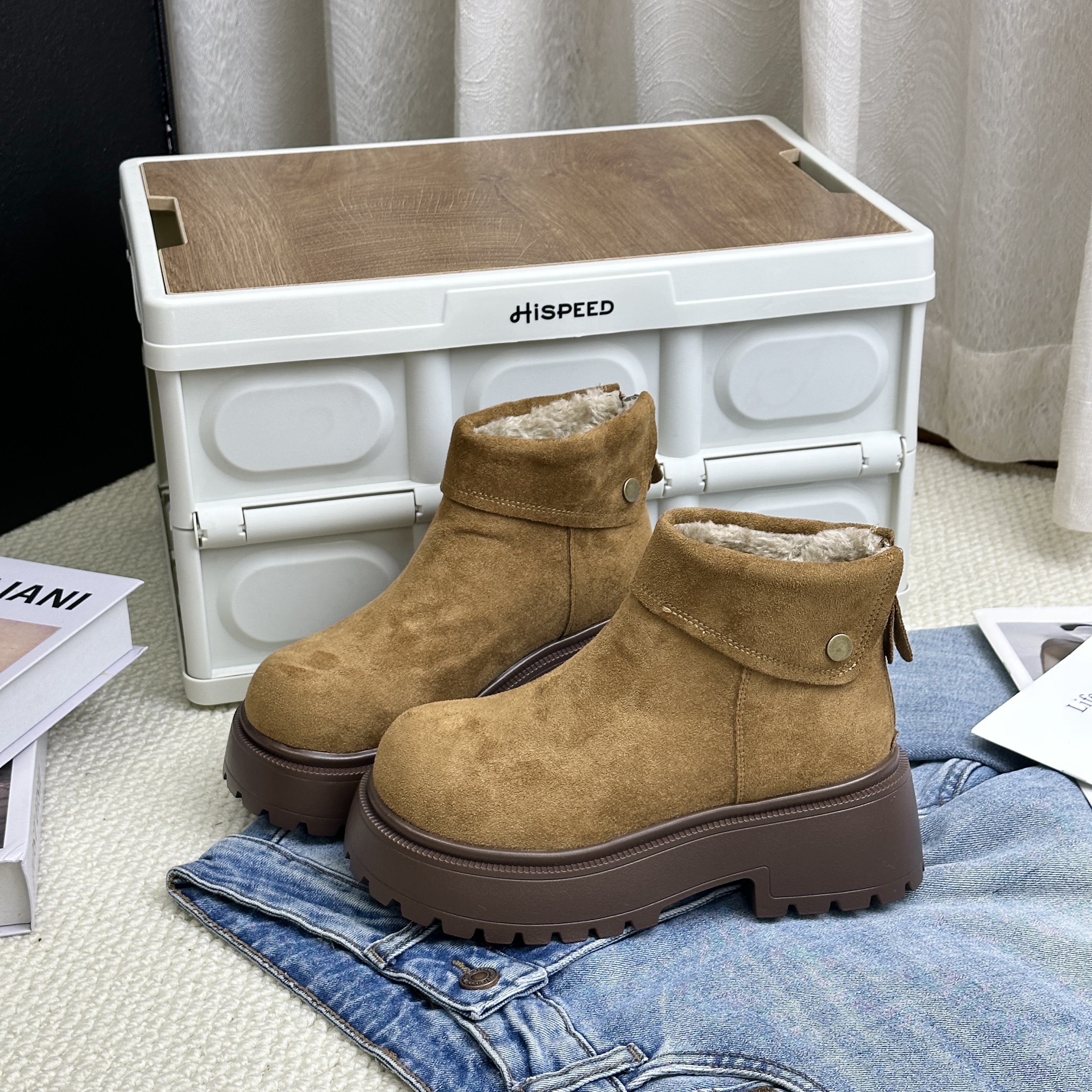 2025加绒厚底增高显瘦勃肯靴女