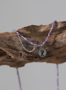 流苏女王钱币手工链锁骨链