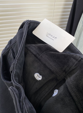 2329#秋冬bi备~高腰百搭黑色厚实加绒牛仔裤  0.79KG