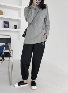 5156#自留款！新面料~松紧高腰抽绳设计质感宽松卫裤