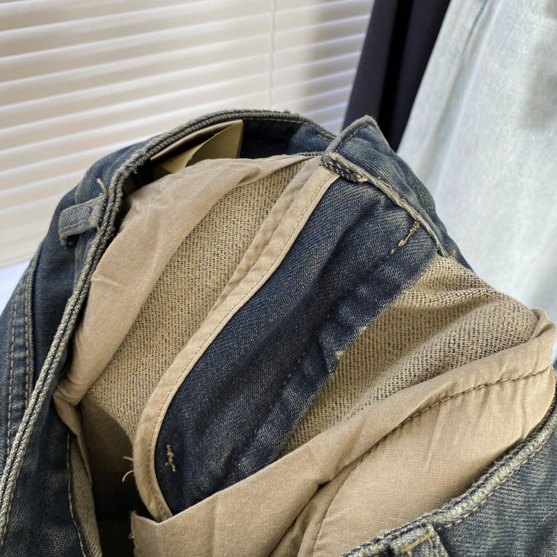 高腰复古工装风直筒牛仔裤