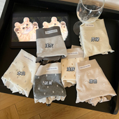 透气底裆中印花磨毛波浪花朵边无痕腰三角内裤 女