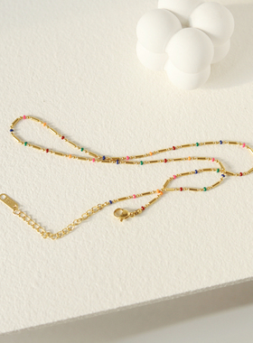 包邮！231#自留款~钛钢镀18K金 滴油彩虹项链波西米亚项链 0.01KG