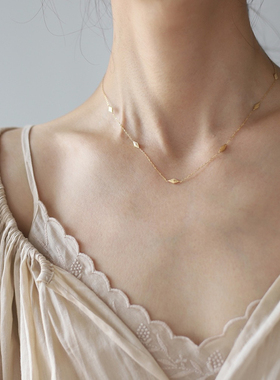 米字星钛钢尼泊尔风手工菱形吊坠锁骨链项链镀18K金