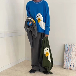 9015#韩代同款~高品质可爱小鸭子圆领毛衣针织衫