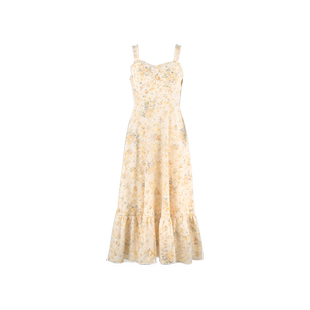 百丝法式甜系碎花吊带长裙2024夏季新品知性优雅千金风连衣裙女