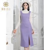 2025冬季 背心裙女 优雅打底无袖 新品 百丝温柔氛围感开叉连衣裙法式