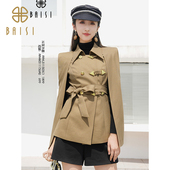 百丝复古精致氛围感无袖 2026冬季 新品 斗篷英伦风A字廓形外套女