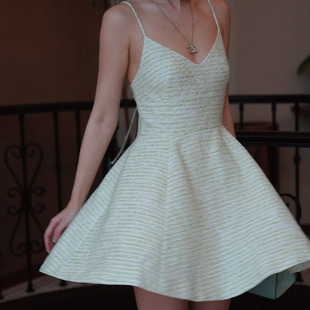 系带甜美吊带连衣裙 短裤 sibleu法式 小众设计小香风细闪约会修身