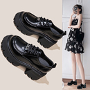 女百搭高跟单鞋 黑色乐福鞋 加绒冬 女2025新款 真皮厚底英伦风小皮鞋
