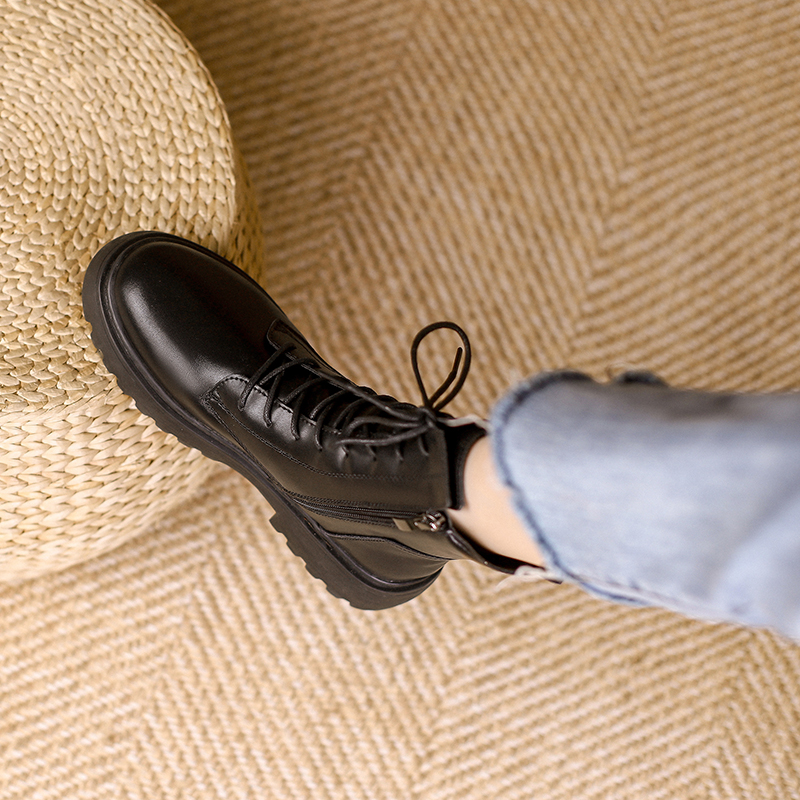 真皮~马丁靴女巨软厚底2025新款