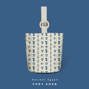 古埃及文创手拎水桶包女新款2024夏季荷鲁斯之眼手提布包散步拎袋