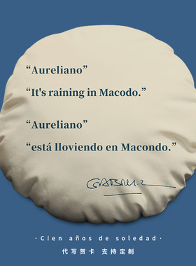 Macondo is raining 圆形抱枕定制书房卧室午睡枕头书店文艺靠垫