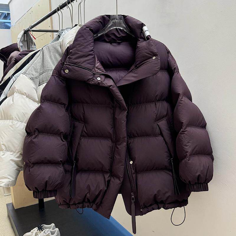 中长款立领加厚羽绒服女2025冬季新韩版宽松一手长面包服外套大码