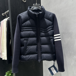 运动棒球服外套 针织袖 90%鸭绒立领短款 轻薄羽绒服女2025秋冬新款