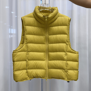 90%白鸭绒排骨立领羽绒马甲女短款2025秋冬新款宽松轻薄背心外套