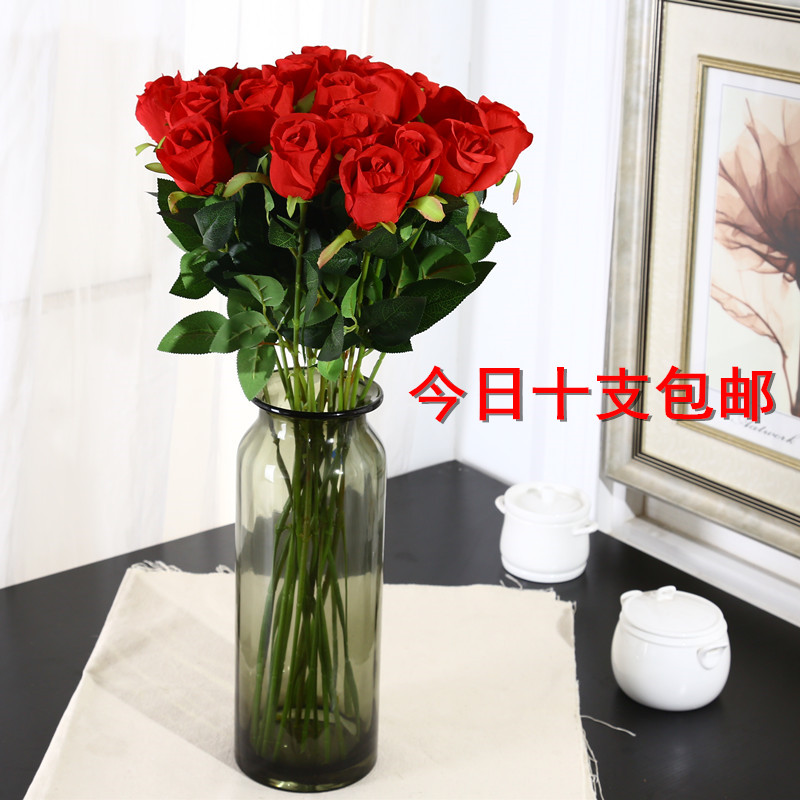 含苞待放玫瑰仿真花支装饰摆件