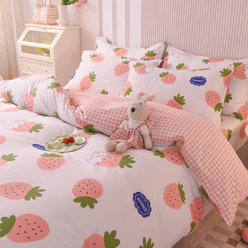 儿童全棉卡通被套三件套学生宿舍床单公主床裙四件套纯棉床上用品