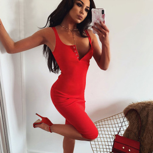Dress New Long Color Women Solid Strap Casual