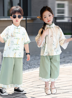 女童国风套装夏季2025新款宝宝古风洋气汉服夏装古服绿色半身裙子
