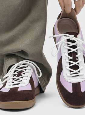 美式复古平底德训鞋那那女夏季百搭休闲鞋情侣通勤紫色