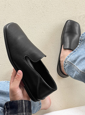 潮牌男鞋春季新款低帮舒适休闲软底时尚韩版懒人网红黑色