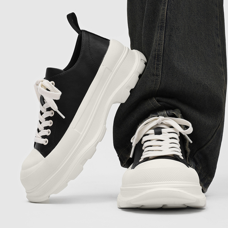 新款小白鞋男女冬季新款百搭厚底增高松糕帆布运动鞋