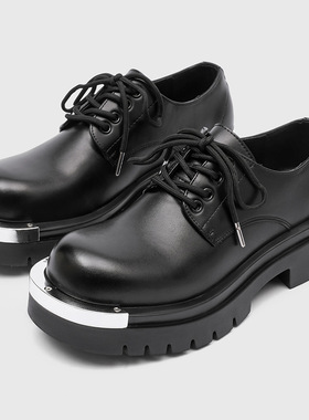 德比鞋皮鞋低帮简约厚底增高黑色工装鞋休闲男士皮鞋