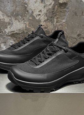 春季新款黑色系带鞋子百搭厚底男鞋透气布面户外运动