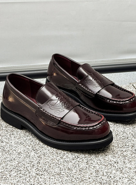 一脚蹬男士休闲鞋新款懒人舒适男款乐福鞋百搭通勤红色