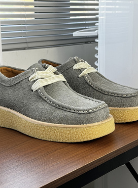 新款一脚蹬豆豆鞋男潮鞋网红软底休闲百搭时尚鞋男米色