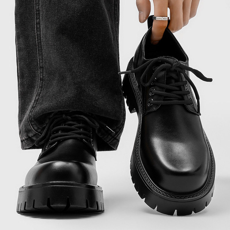 正装感大头休闲低帮男英伦风新款厚底商务德比鞋